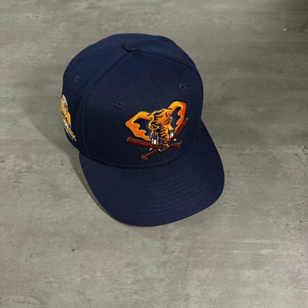 Hat‎ Club Oakland As Athletics New Era Cap 7 1/8 Navy Orange Stomper Side Patch